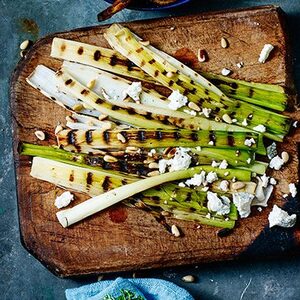 Griddled leeks & goat's cheese