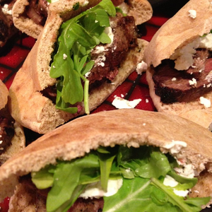 Grilled Sirloin, Goat Cheese, And Arugula Pockets