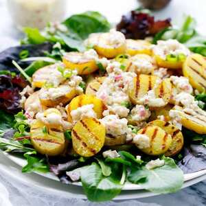 Grilled Potato Salad and Feta Dressing