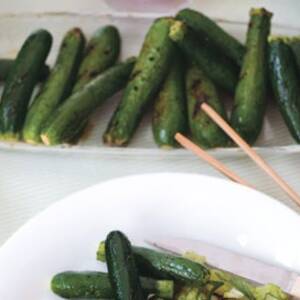 Grilled Garlic-Marinated Baby Zucchini