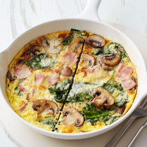 Ham, mushroom & spinach frittata