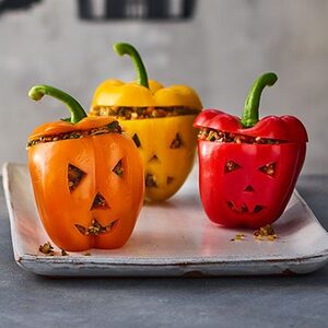 Healthy Halloween stuffed peppers