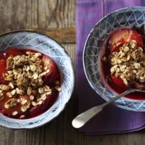 Healthy plum crumble