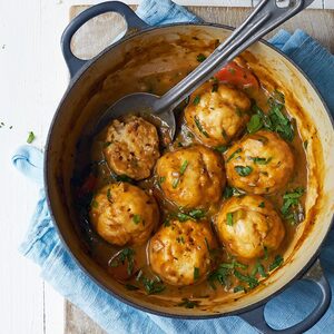 Hearty vegetable stew with dumplings