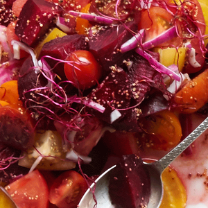 Heirloom tomato, beet & red onion salad