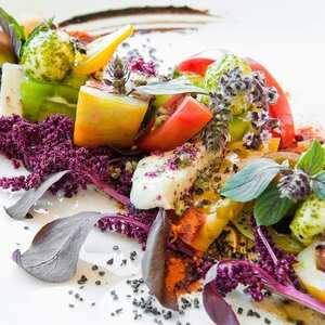 Heirloom Tomato and Mozzarella Salad by Chef David Moore of Gallery Restaurant, NC