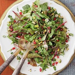 Herb salad with pomegranate & pistachios