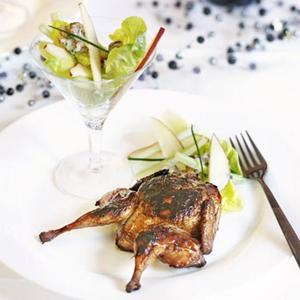 Honey-Glazed Quail With Waldorf Salad