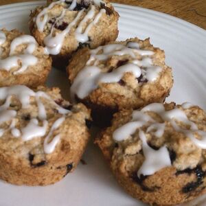 Iced Lemon Blueberry Muffins (Vegan)