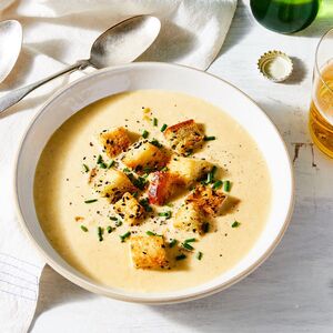 Japanese-Style Corn Soup With Sesame-Crusted Croutons