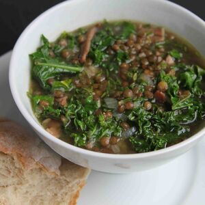 Kale, Lentil, and Bacon Soup