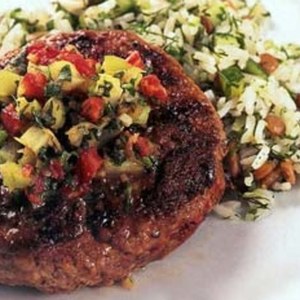 Lamb Burgers with Red-and Green-Tomato Chutney