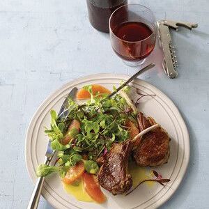 Lamb Chops with Citrus Sauce and Baby Mache Salad