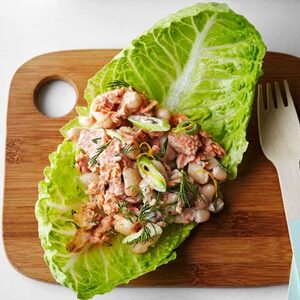 Lemony salmon & lettuce wraps