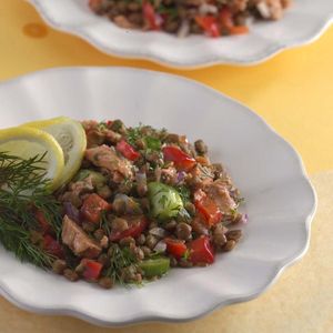 Lemony Lentil Salad with Salmon