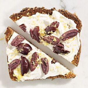 Lemony Olive-and-Cream-Cheese Toast