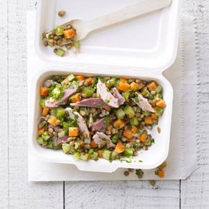 Lentil, carrot & ham salad