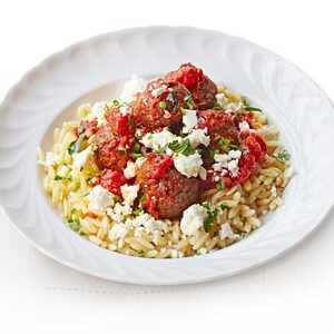 Lentil kofta with orzo & feta