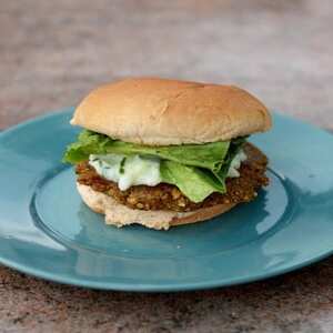 Lentil Burgers with Tzatziki