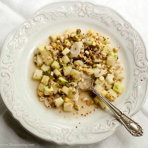 Lentil Sprout and Cucumber Salad with Maple Mustard Vinaigrette