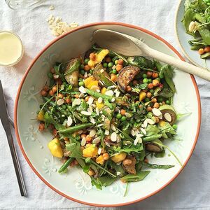 Mango salad with roasted chickpeas & asparagus