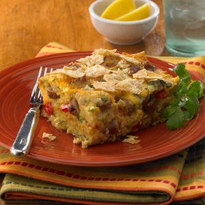 Mexican Tortilla Breakfast Casserole