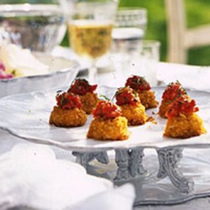 Miniature Crab Cakes with Tomato Ginger Jam