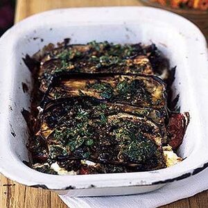 Minty aubergine & goat's cheese