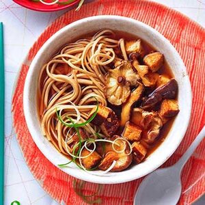 Miso mushroom & tofu noodle soup