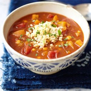 Moroccan tomato & chickpea soup with couscous