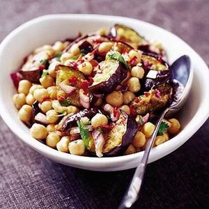 Moroccan aubergine & chickpea salad