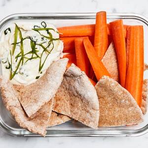 No-Cook Lunch Idea: Pita and Carrots with Hummus-Yogurt Dip