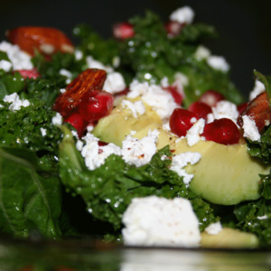 Nordic kale with goat feta and pomegranate