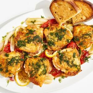 One-Skillet Lemony Chicken with Fennel and Tomatoes