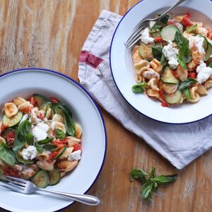 Orecchiette with Zucchini, Tomato, and Ricotta