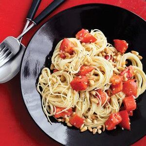 Pasta with Fresh Tomatoes and Pine Nuts