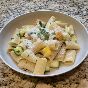 Pasta with zucchini and fresh herbs