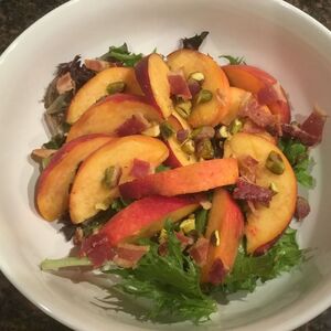 Peach Pistachio Bacon Salad