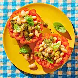 Pesto & White Bean Stuffed Tomato