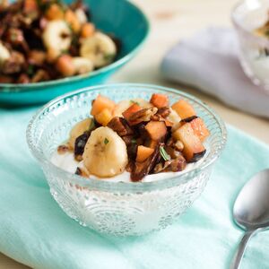 Plum, Date, Banana, and Maple-Bacon Salad Recipe