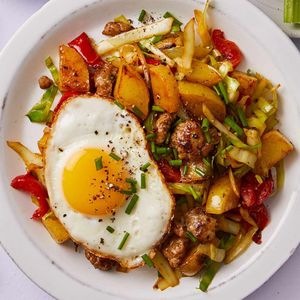 Potato Hash with Sausage & Fried Egg