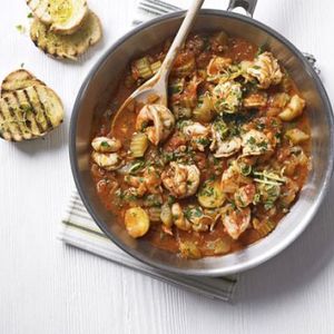 Prawn & tomato stew with gremolata topping