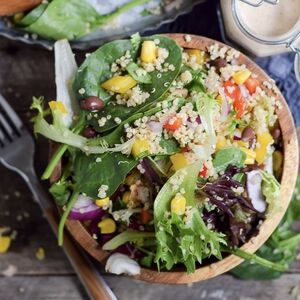 Quinoa Black Bean Summer Salad with Southwest Tahini Dressing