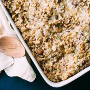 Recipe: Cheesy Lentil, Mushroom & Rice Bake