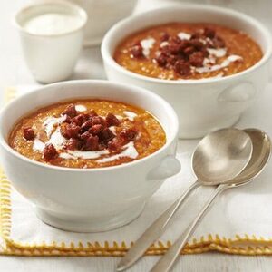 Red lentil & chorizo soup