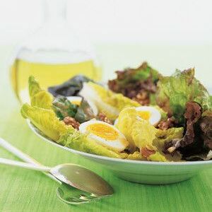 Red Romaine Salad with Walnuts and Eggs