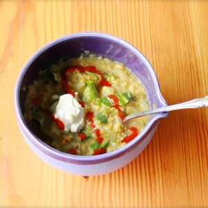 Red Lentil Dal with Ghee and Spinach