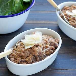 Red Lentil 'Risotto' with Wine and Sausage