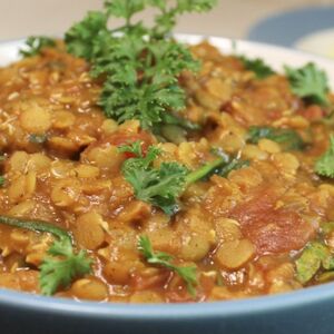 Red Lentil Curry with Spiced Rice