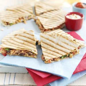 Refried bean quesadillas